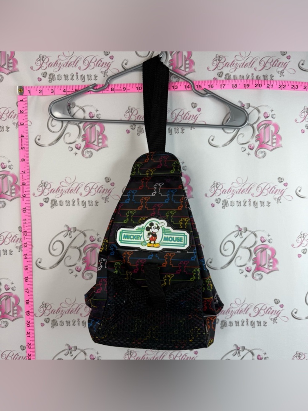 Disney bag cross body Fanny pack rainbow Mickey Mouse Black Neon Sling Backpack